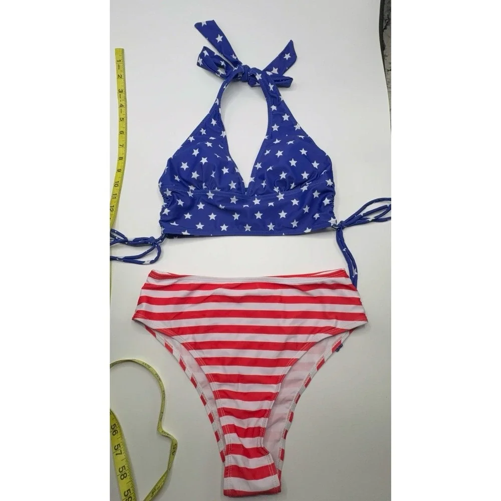 NEW ladies size SMALL two piece red, white and blue bikini.